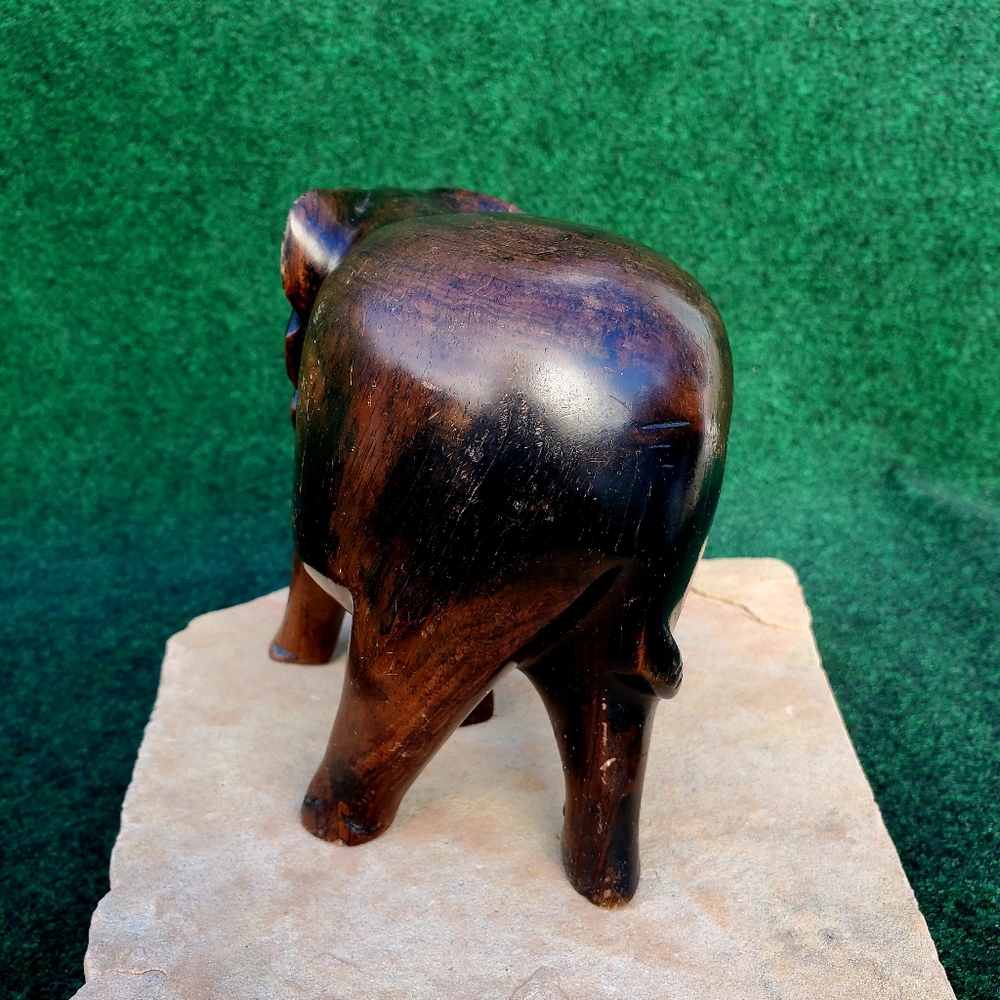 Handcrafted Elephant Wood Decorative Artisan 6"x6" Heavy 2lbs - Picture 4 of 14